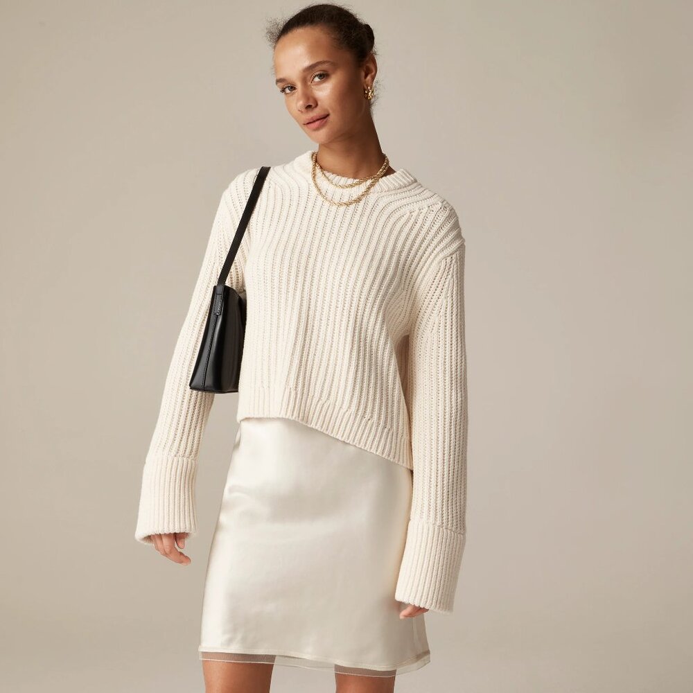 J.Crew Heritage cotton fisherman crewneck sweater - Ivory